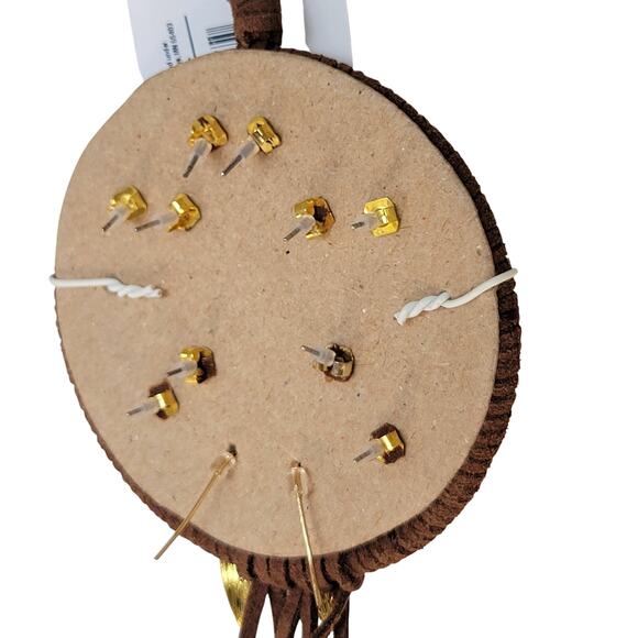 Charlotte Dreamcatcher Earring Set Gold Tone LOVE Hearts Studs & Dangles Boho - Picture 10 of 10